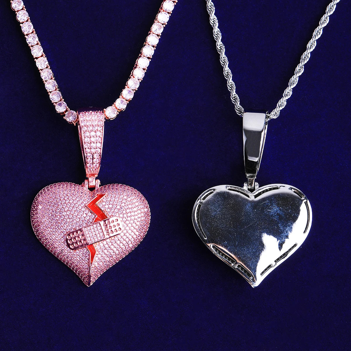 Bandage Broken Heart | VVS Diamond 5AA+ CZ Hip Hop Pendant Chain