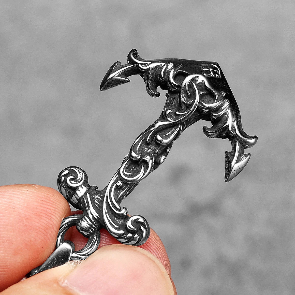 Waves Of The Sea | 316L No Fade Stainless Steel Anchor Designer Men's Pendant