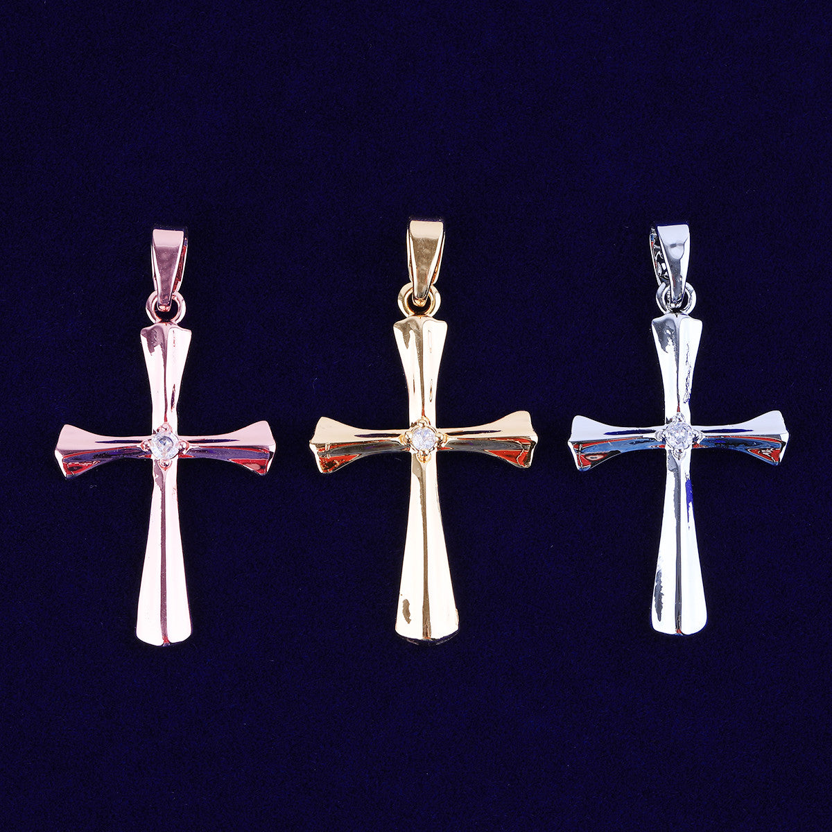 Clarity Cross | VVS Diamond CZ Single 4 Prong Stone Iced Blinged Out Cross Pendant