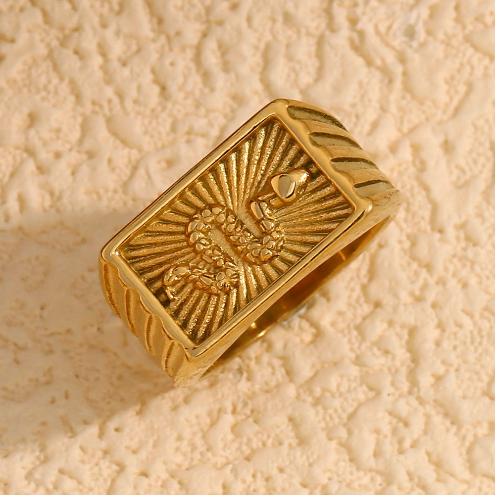 Snake Charmer | Waterproof 18k Gold Stainless Steel Waterproof Snake Engraved Ring