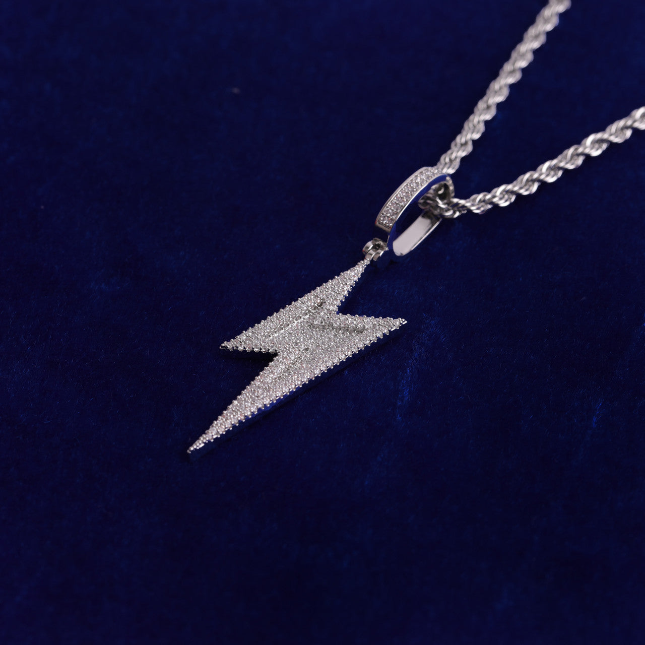 Thunderbolt | Prong Set VVS Diamond CZ Iced Blinged Out Pendant