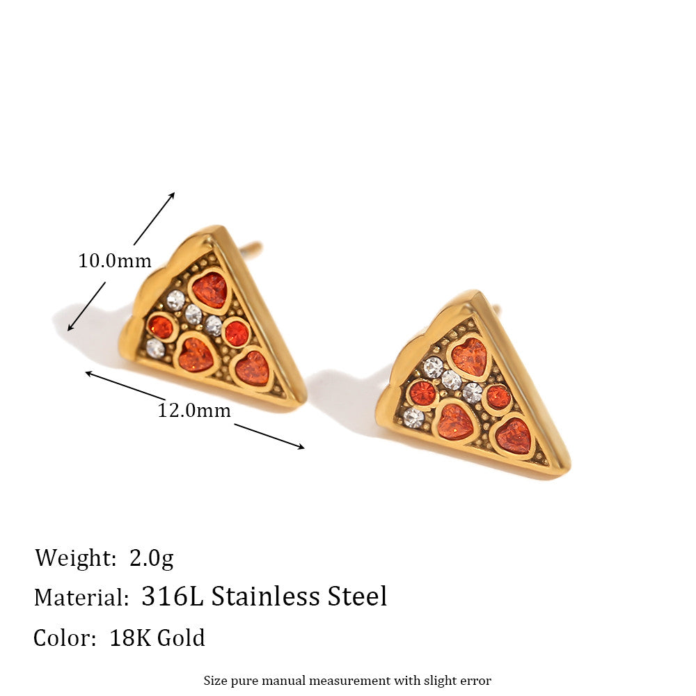 Ladies 18k Gold No Fade Summer Sweet Color Series Sandwich Pizza Ice Cream Earrings