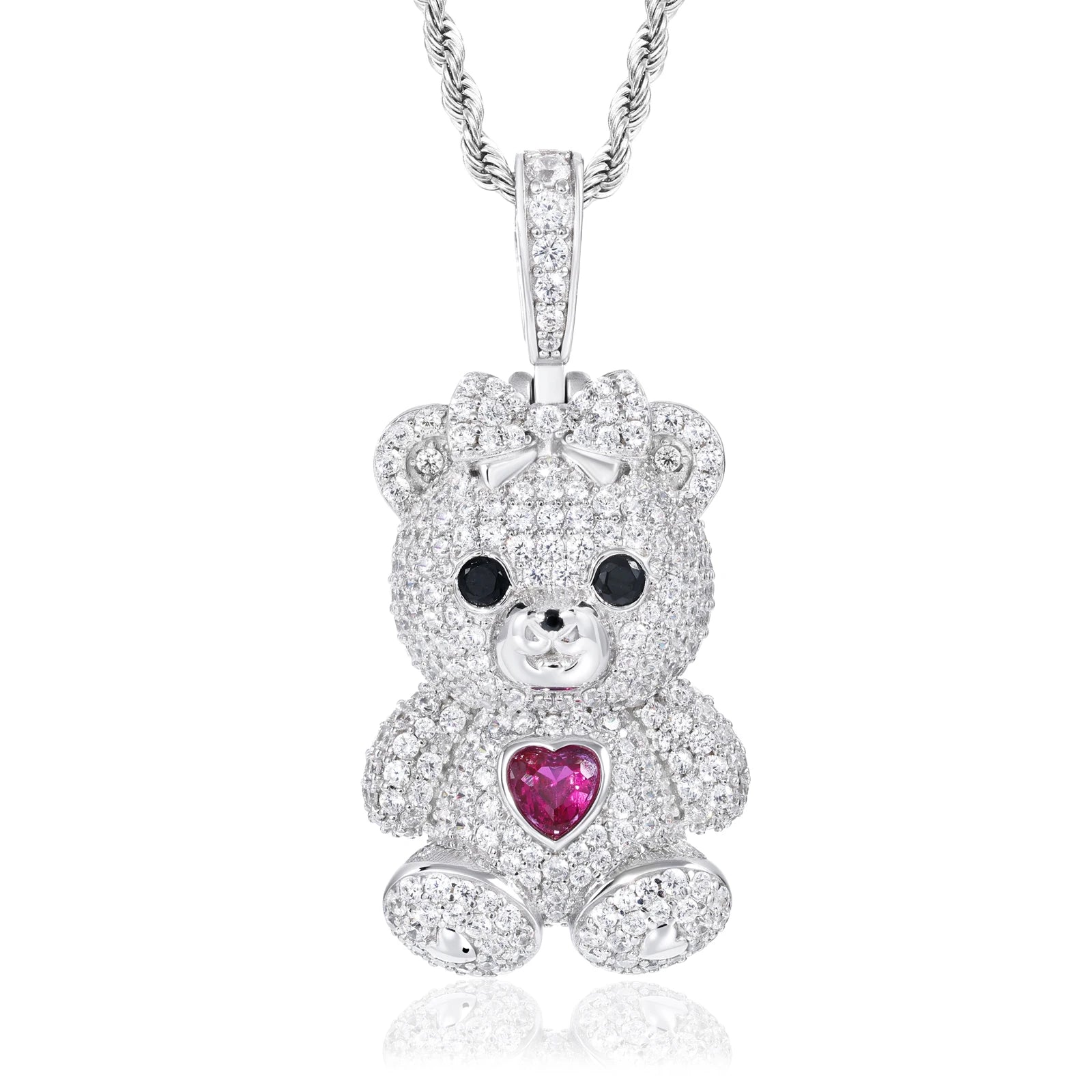 Gentleman Bear Family | 925 Sterling Silver Moissanite Diamond Iced Blinged Out Pendant