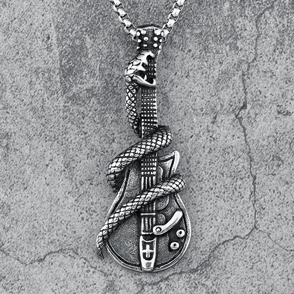 Heavy Metal | Solid No Fade Stainless Steel Snake Guitar Rock Legend Pendant