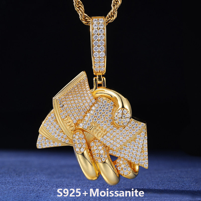 Countin Money All Day | Moissanite Diamond 18k Gold 925 Solid Silver Hip Hop Pendant