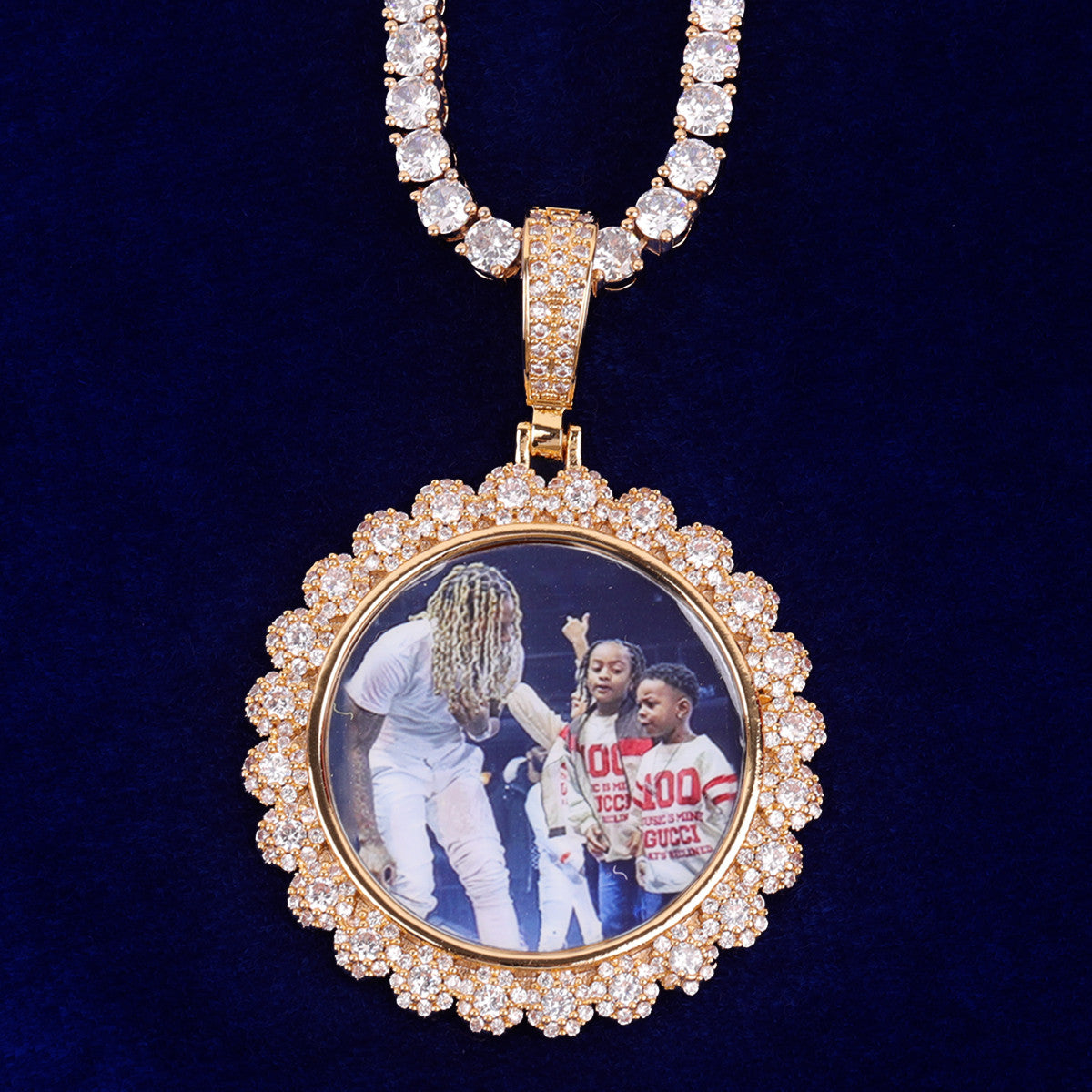 Photo Bomb | Custom Made VVS Diamond CZ Cluster Stone Picture Necklace