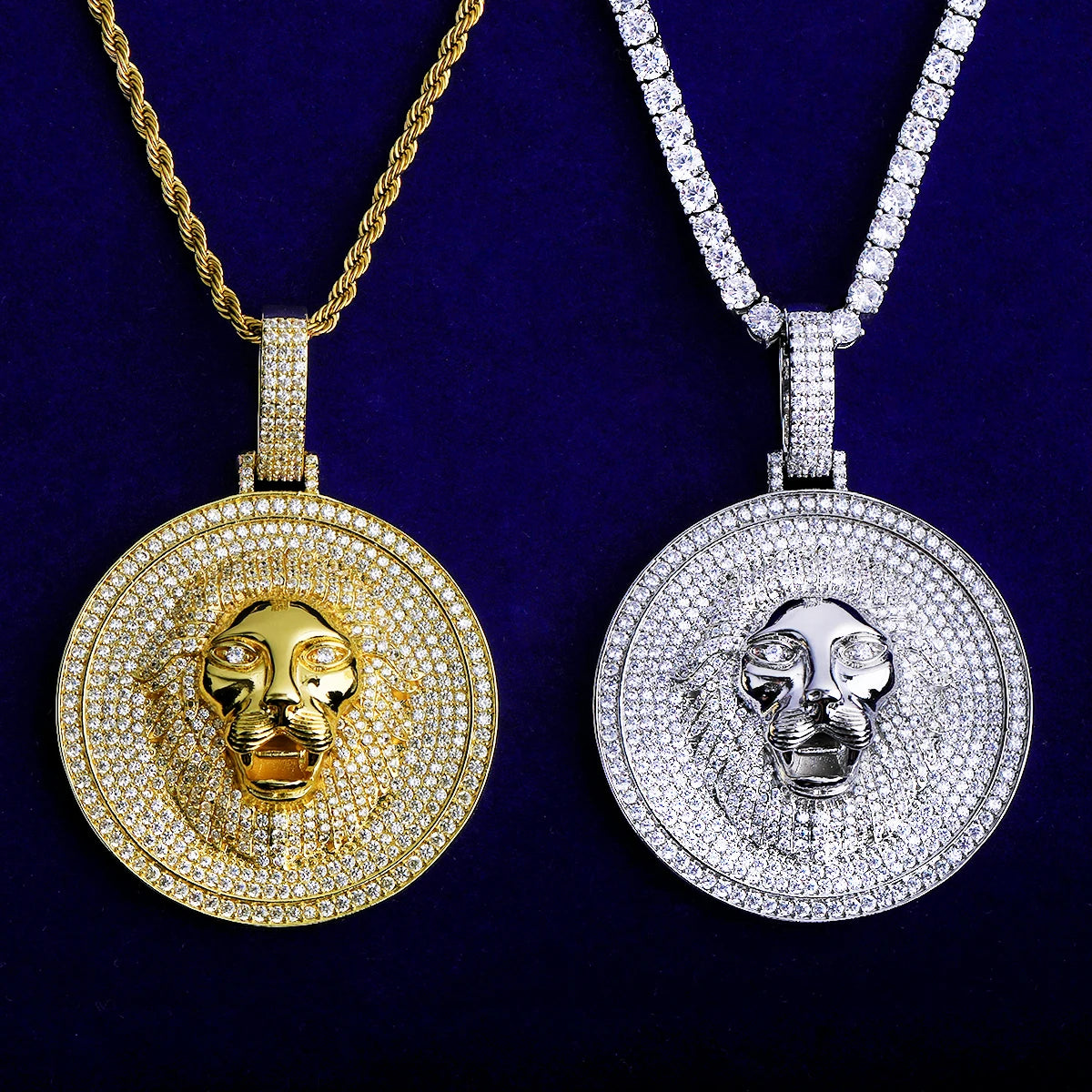 Mighty Lion | Iced Blinged Out 24k 925 Silver Rose Gold Roaring Lion Pendant