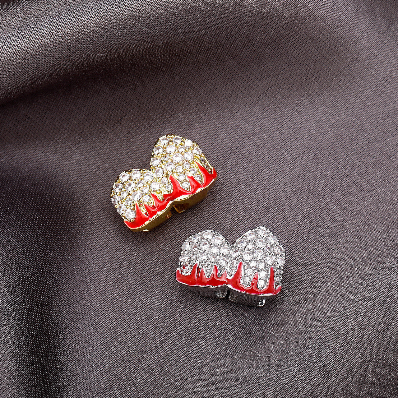 Fire Flame Grill | VVS Diamond CZ Iced Blinged Out Red Drip Teeth Tooth Grillz