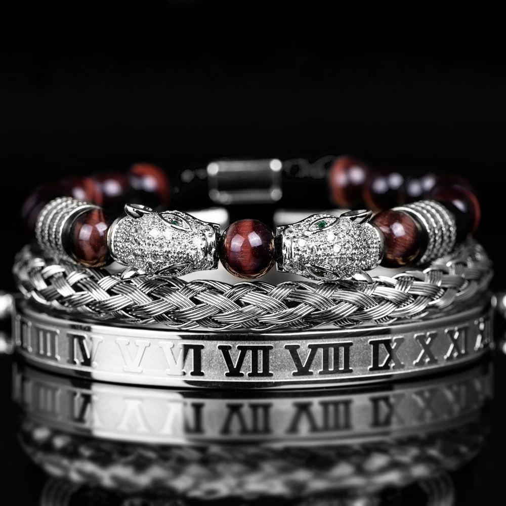 Double Leopard | Natural Stone VVS Diamond CZ Sigma Male Hip Hop Bracelets
