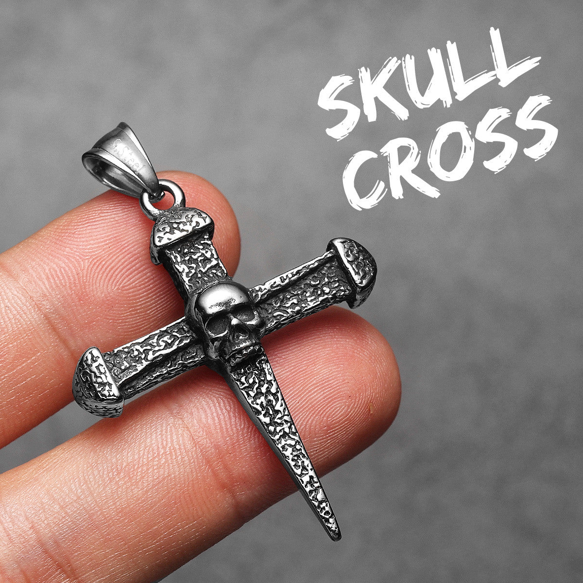 Turquoise Gem Skull | No Fade Stainless Steel Ancient Street Wear Cross Pendant