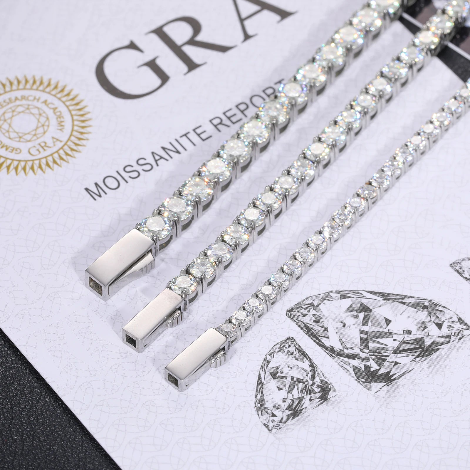 Solid 316L Stainless Steel D VVS1 Moissanite No Fading Tennis Chain and Bracelet