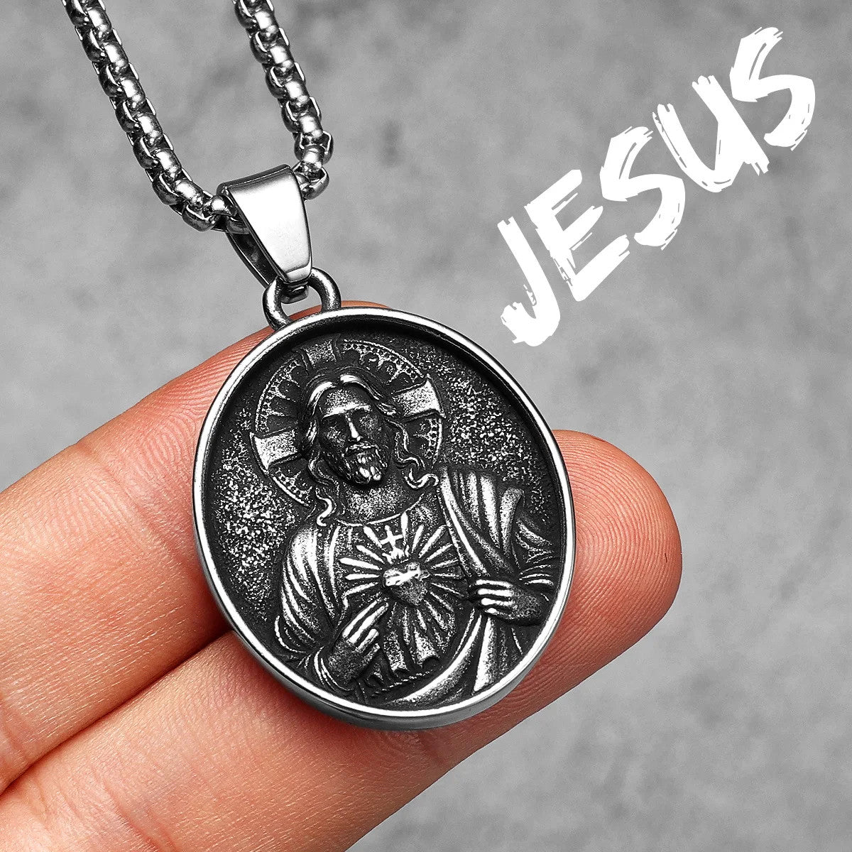 Jesus Heart Collection | 316L No Fade Stainless Steel Men's Spiritual Pendant Chain