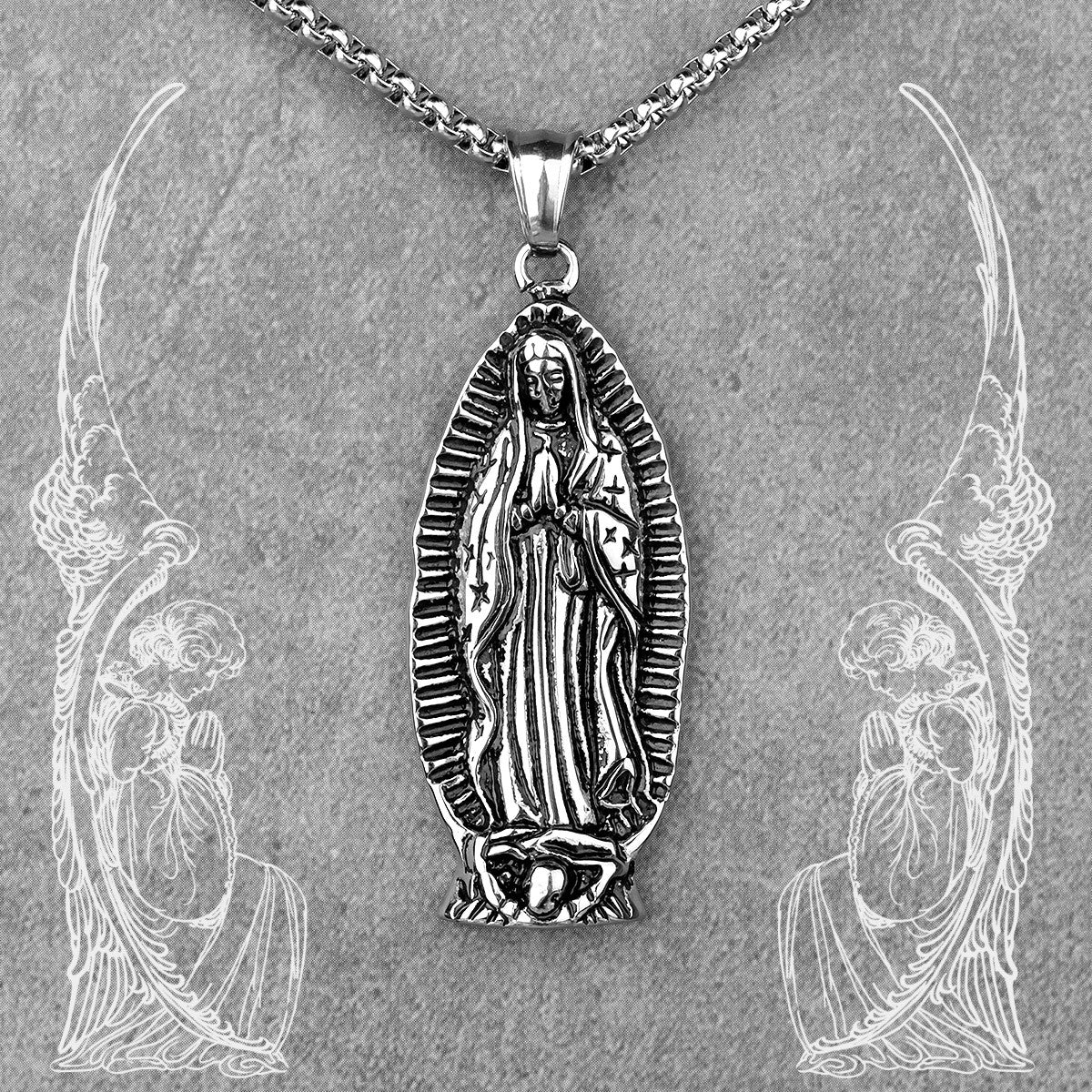 Virgin Mary | 316L No Fade Stainless Steel Original Prayer Protection Pendant Necklace