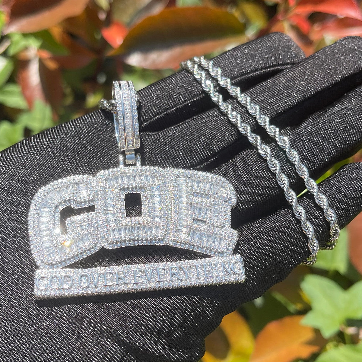 God Over Everything | Iced Baguette Blinged Out VVS Diamond CZ Pendant