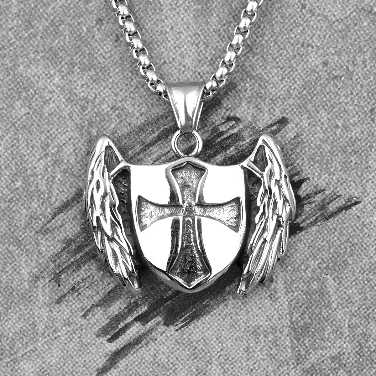 Cross Shield Crusader | No Fade Stainless Steel Shield Of Faith Pendant Chain Necklace