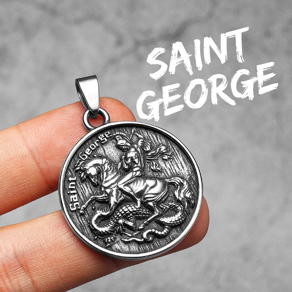 St.George | 316L No Fade Stainless Steel Dragon Slayer Amulet Men's Pendants