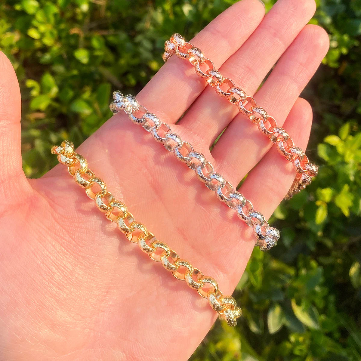 Designer Rolo | Textured Rolo Link Classic Swag Hip Hop Luxury Bracelets