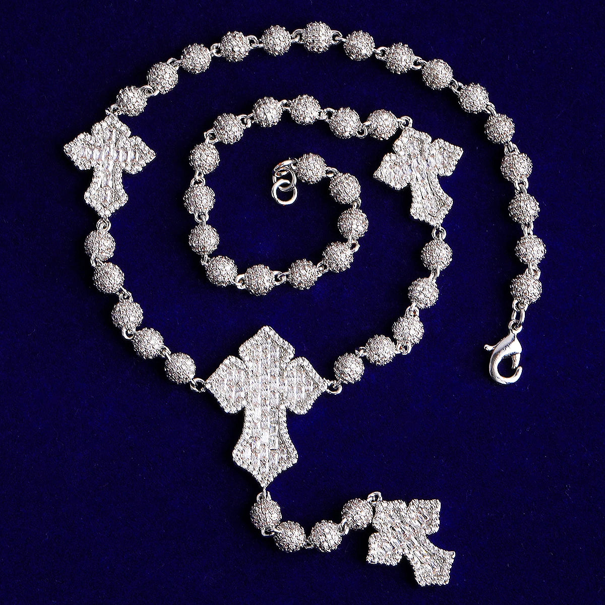 Iced Ball Cross | VVS Diamond CZ Baguette Prong Set Hip Hop Cross Chain Necklace