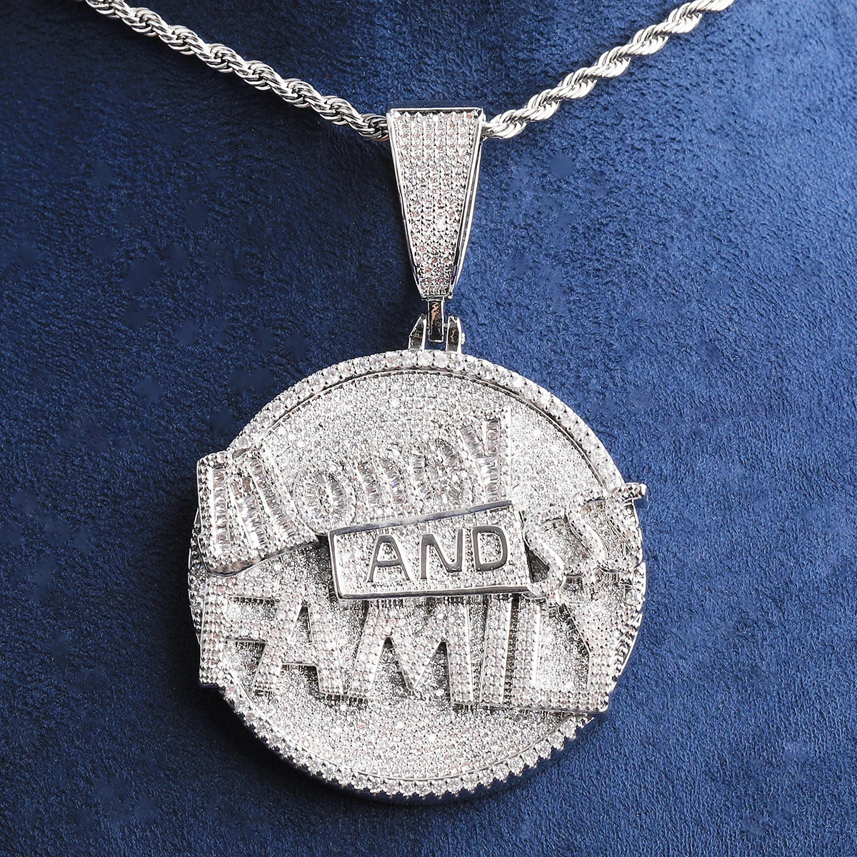 MONEY AND FAMILY | 5AA+ Flooded Ice VVS Diamond CZ Hip Hop Pendant