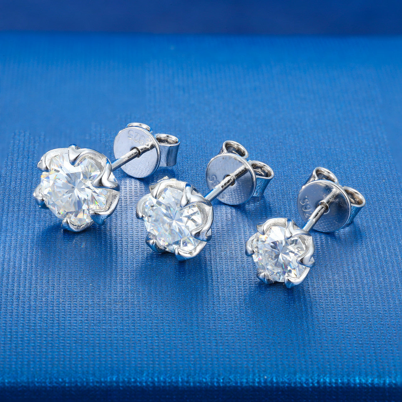 Iced Blinged Out 1/1.6/2ct D Color Moissanite Diamond S925 Sterling Silver 18k Stud Earrings