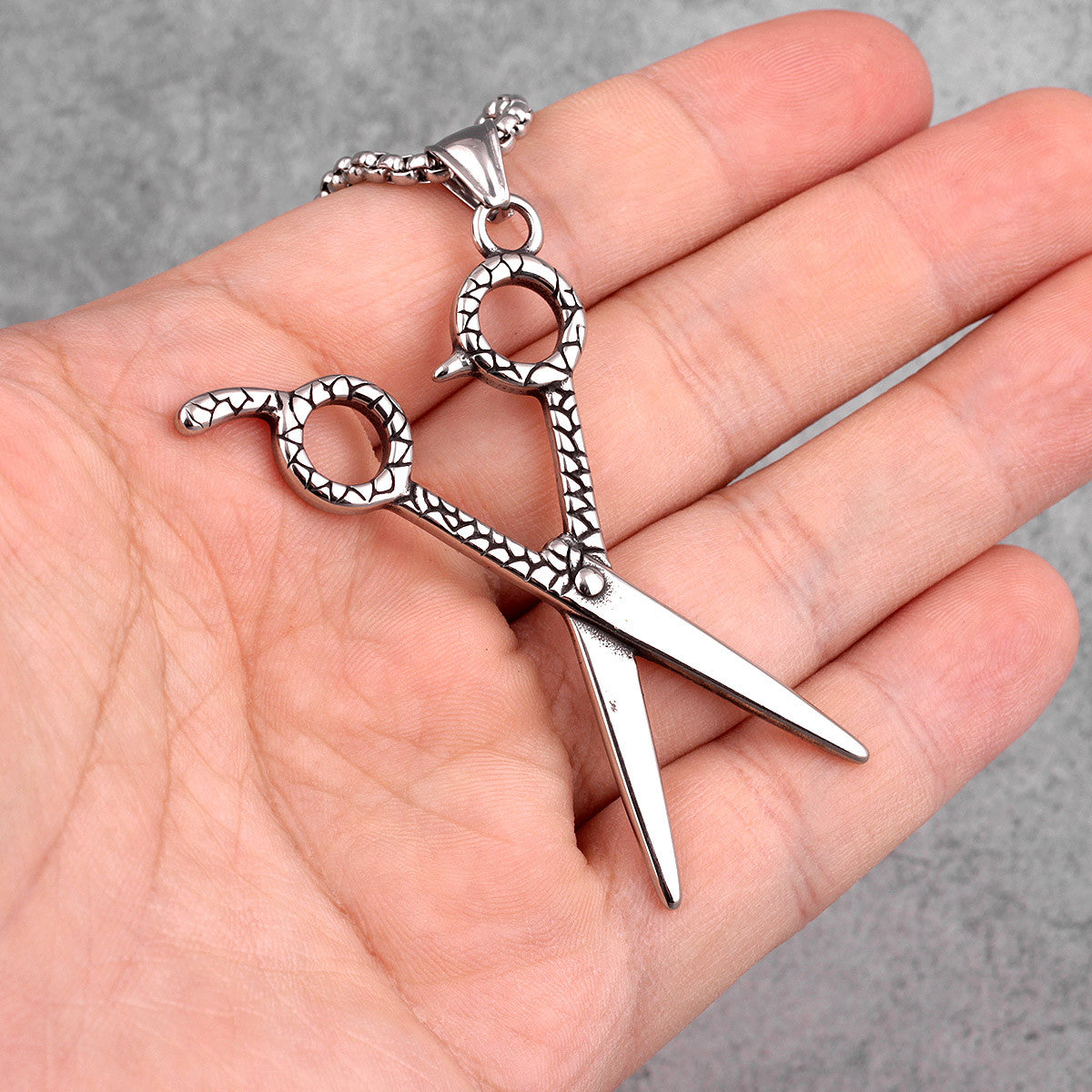 Scissors | Solid Stainless Steel Haircut Barber Scissors Hip Hop Pendant Chain Necklace