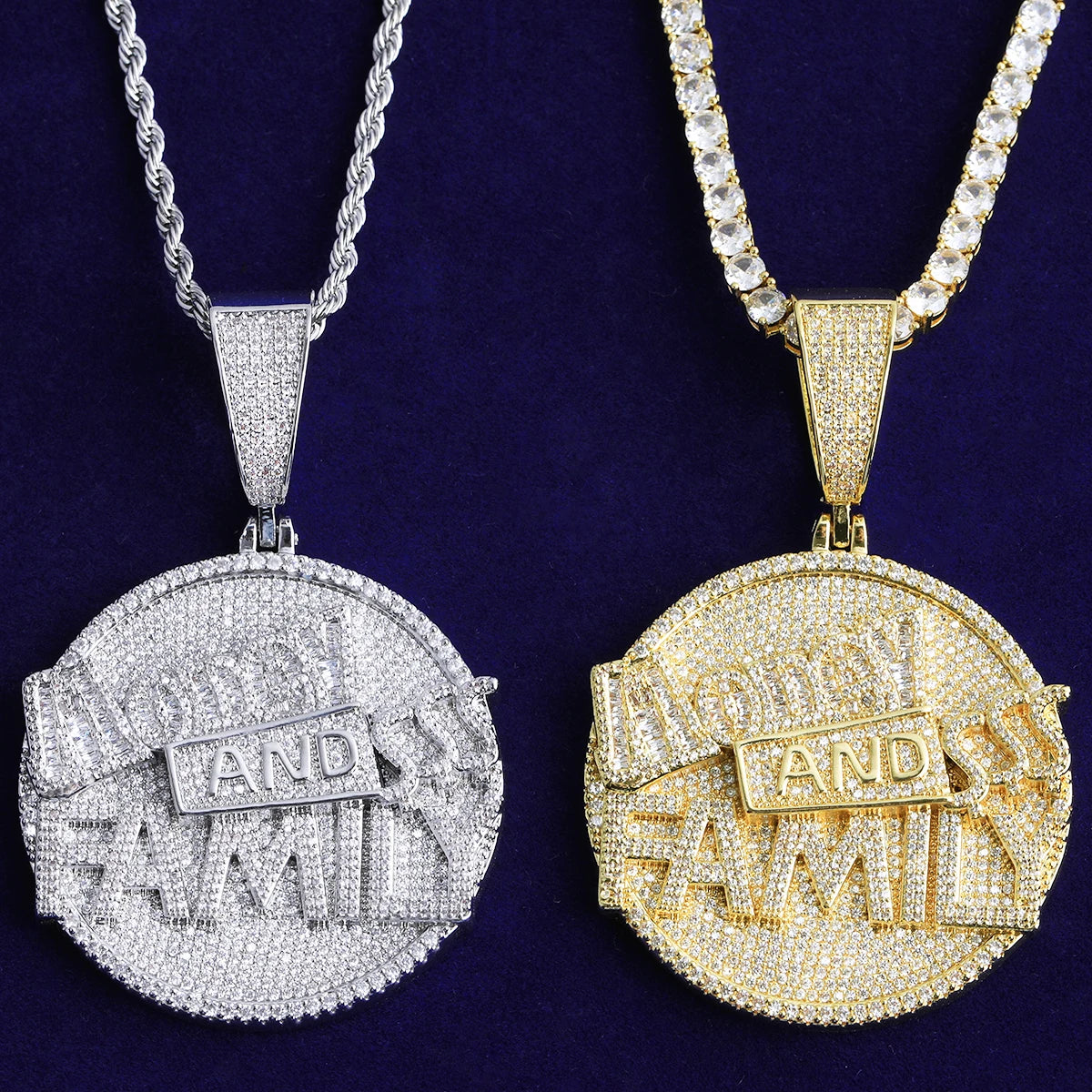 MONEY AND FAMILY | 5AA+ Flooded Ice VVS Diamond CZ Hip Hop Pendant