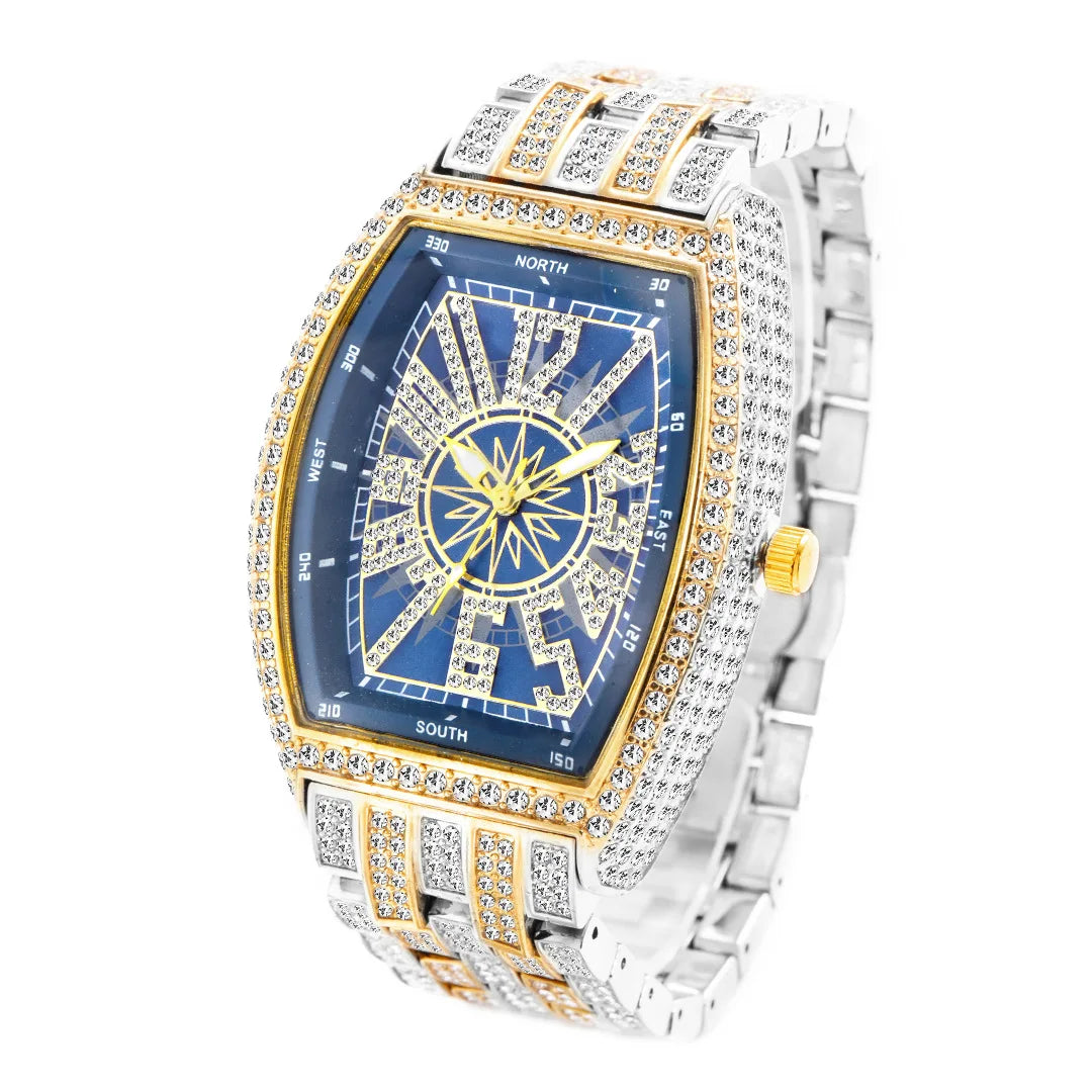 Navigation | VVS Diamond CZ Night Star Sky Compass Hip Hop Iced Blinged Out Watch