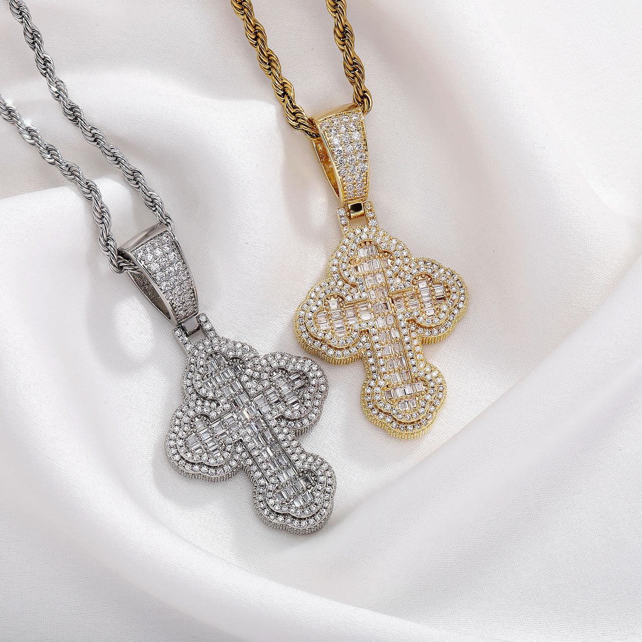 Shattered Ice | Mens Iced Baguette 5A Simulate Diamond Cross Hip Hop Pendant