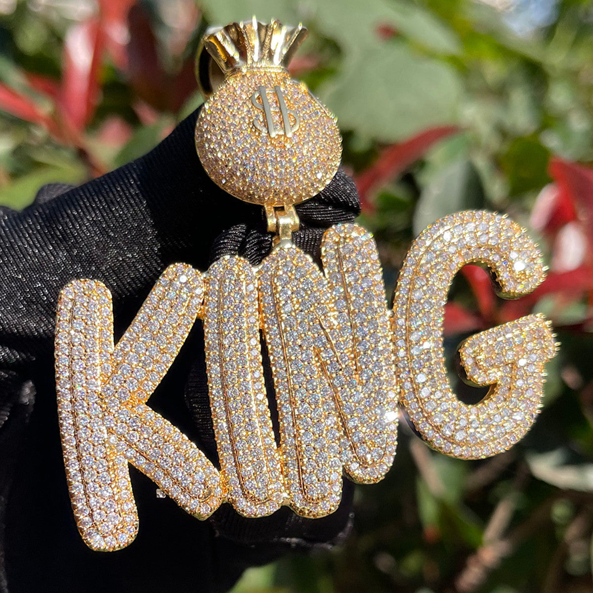 Secure The Bag | Iced Script Letters Money Bag Custom Hip Hop Pendant