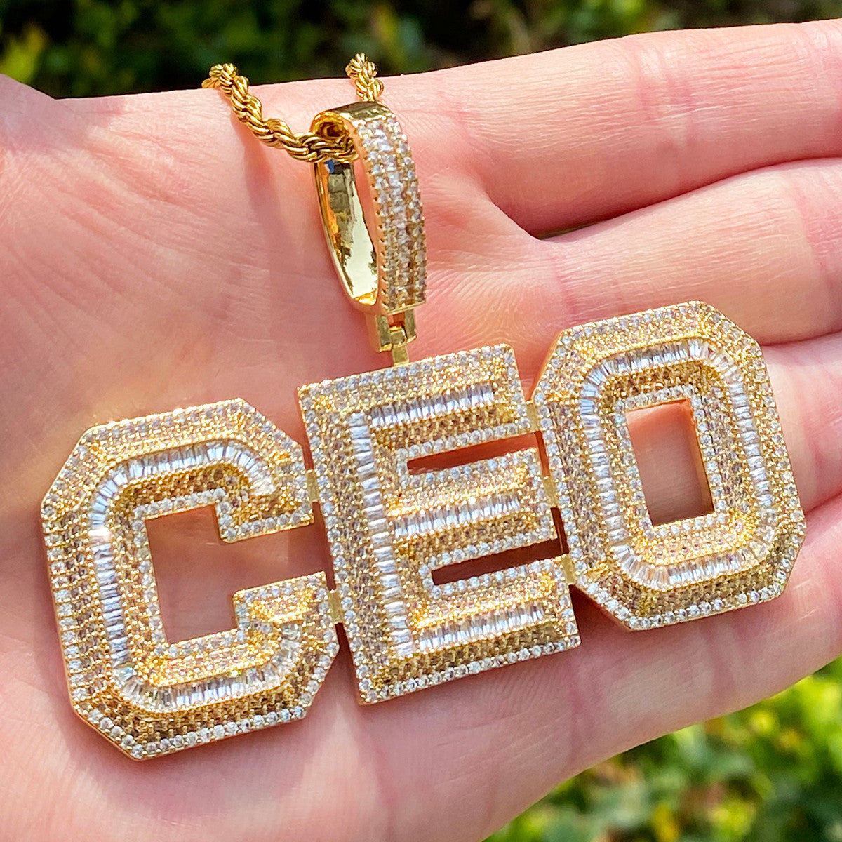 Top Floor | Iced Blinged Out VVS Diamond CZ Baguette Stone CEO Hip Hop Pendant