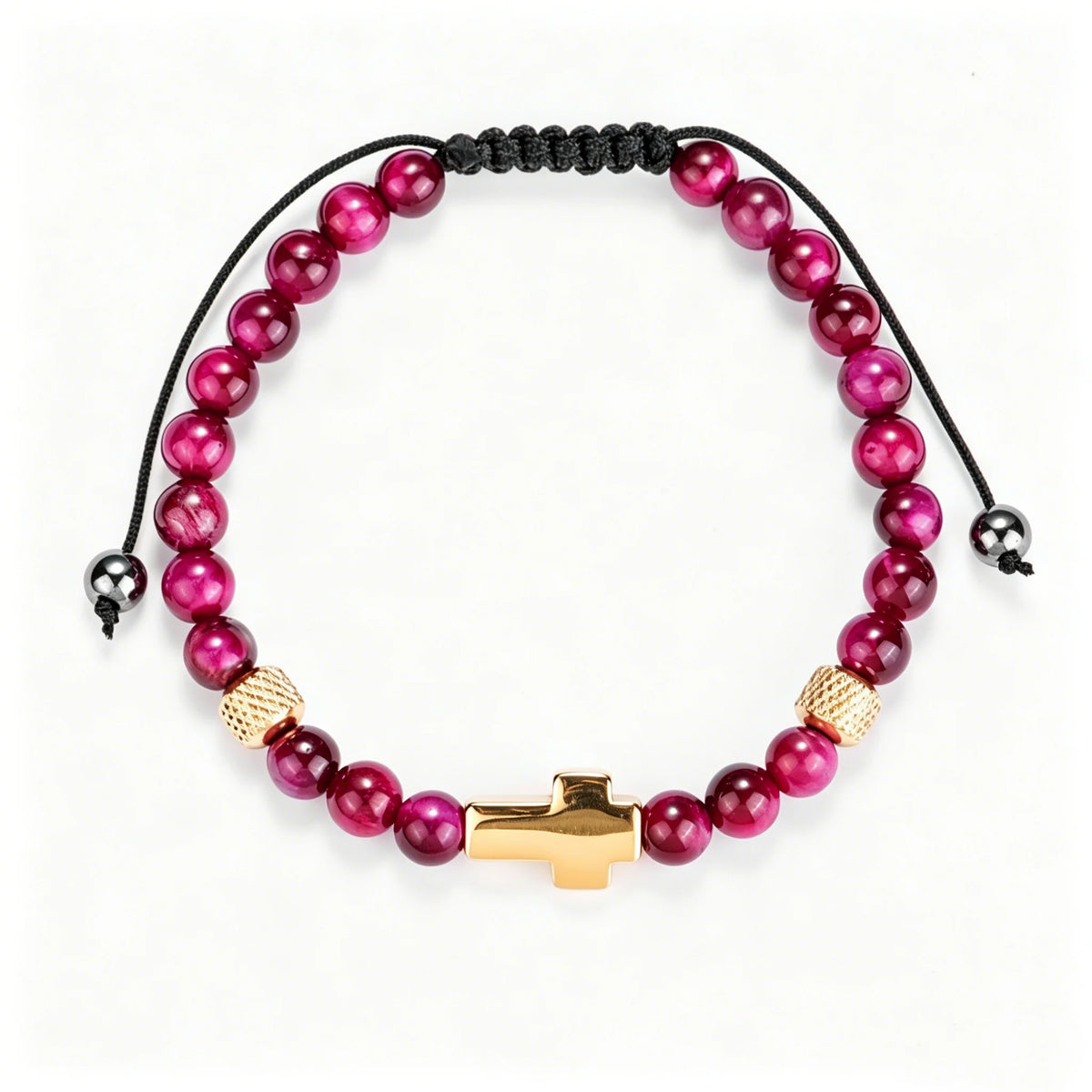 Daily Prayer | 316 Stainless Steel Polished Cross Tiger's Eye Stone Bead Luxury Bracelet