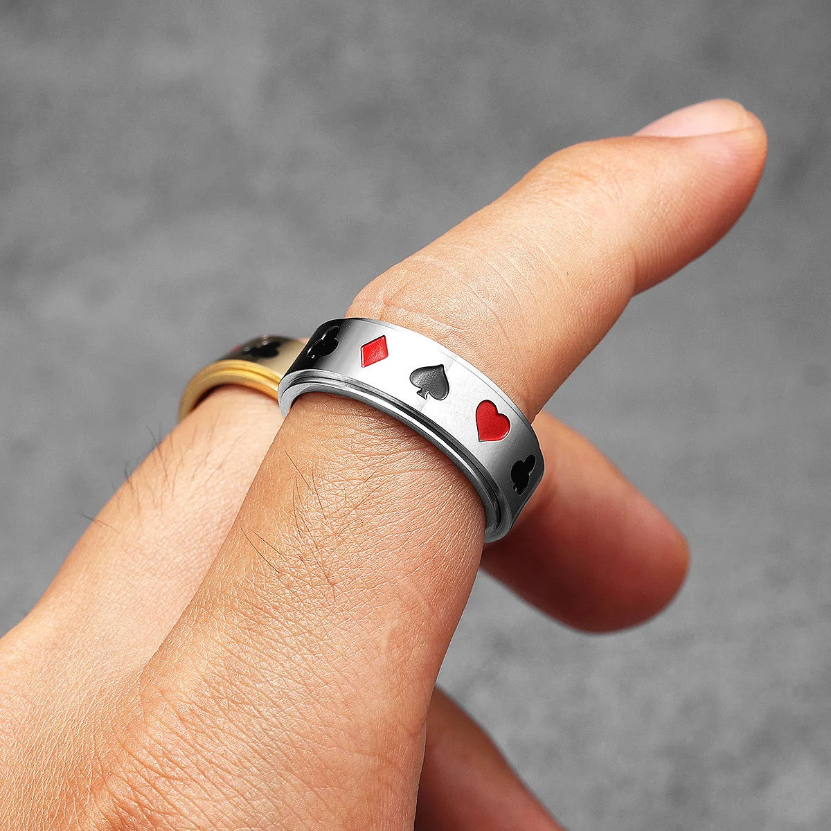 Lucky Poker Fidget | 316L No Fade Stainless Steel Spinner Luxury Spinner Ring