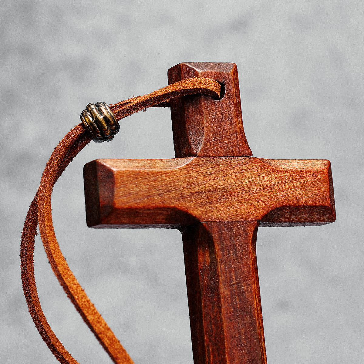 Rugged Cross | Brown Black Vintage Look Wooden Cross Spiritual Belief Pendant