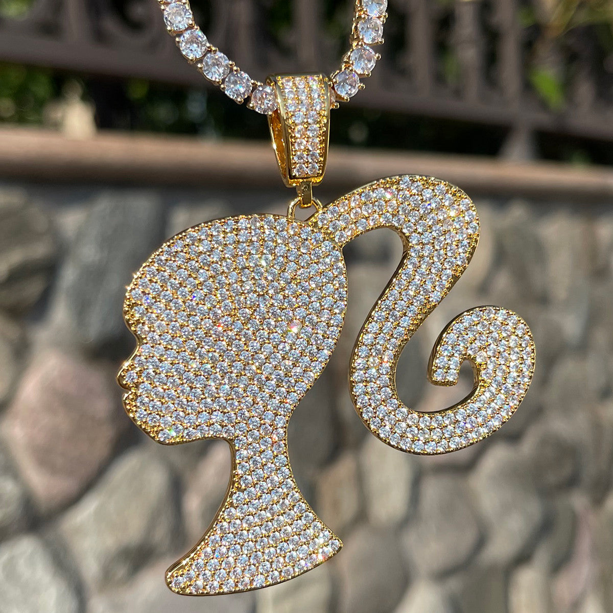The Baddie | Ponytail Baby Doll VVS Diamond CZ Iced Blinged Out Necklace