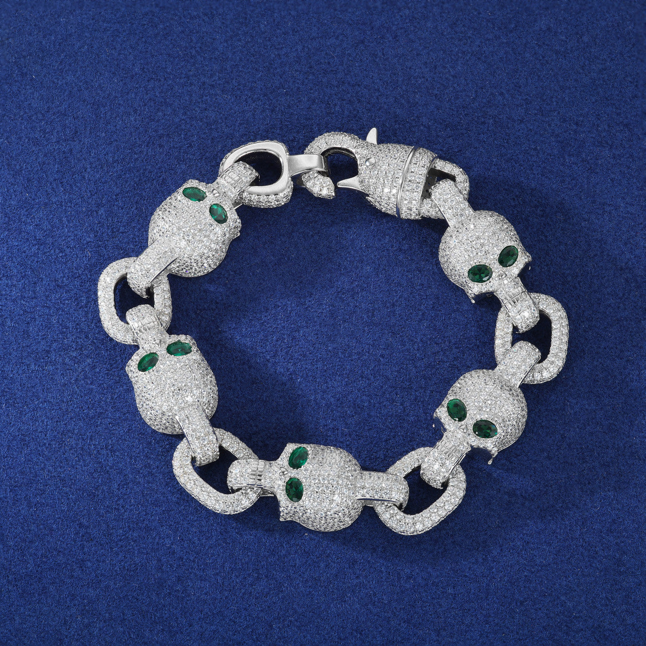 Chilled Skull | Solid Sterling Silver Moissanite Diamond Iced Designer Hip Hop Link Bracelet