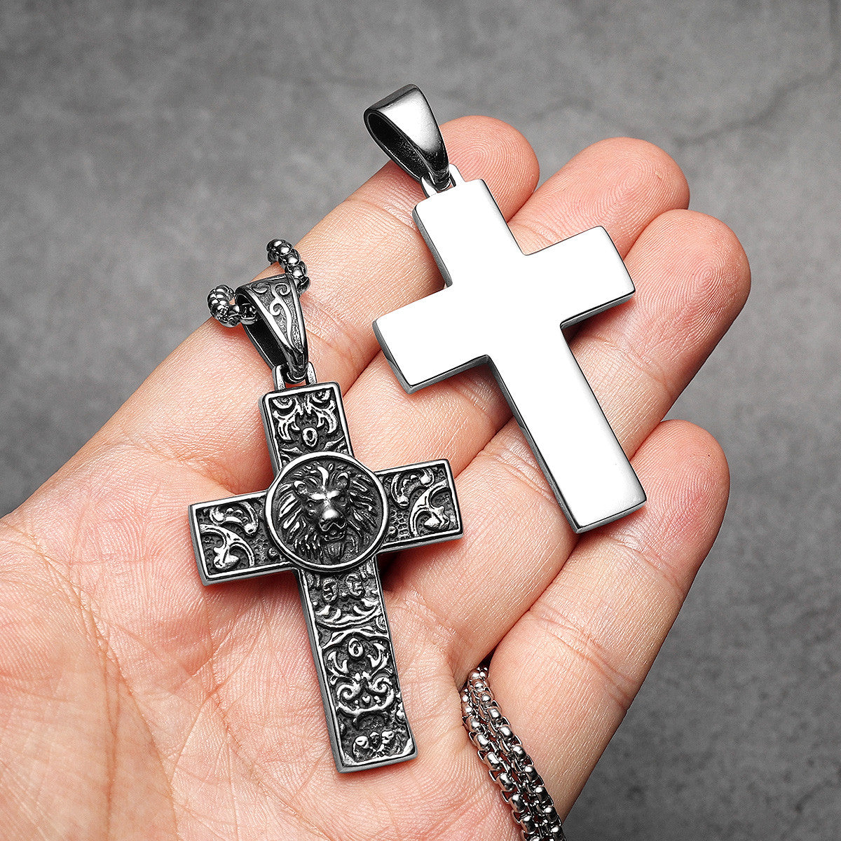 Lion Of Judah | 316L No Fade Stainless Steel Detailed Carving Cross Pendant