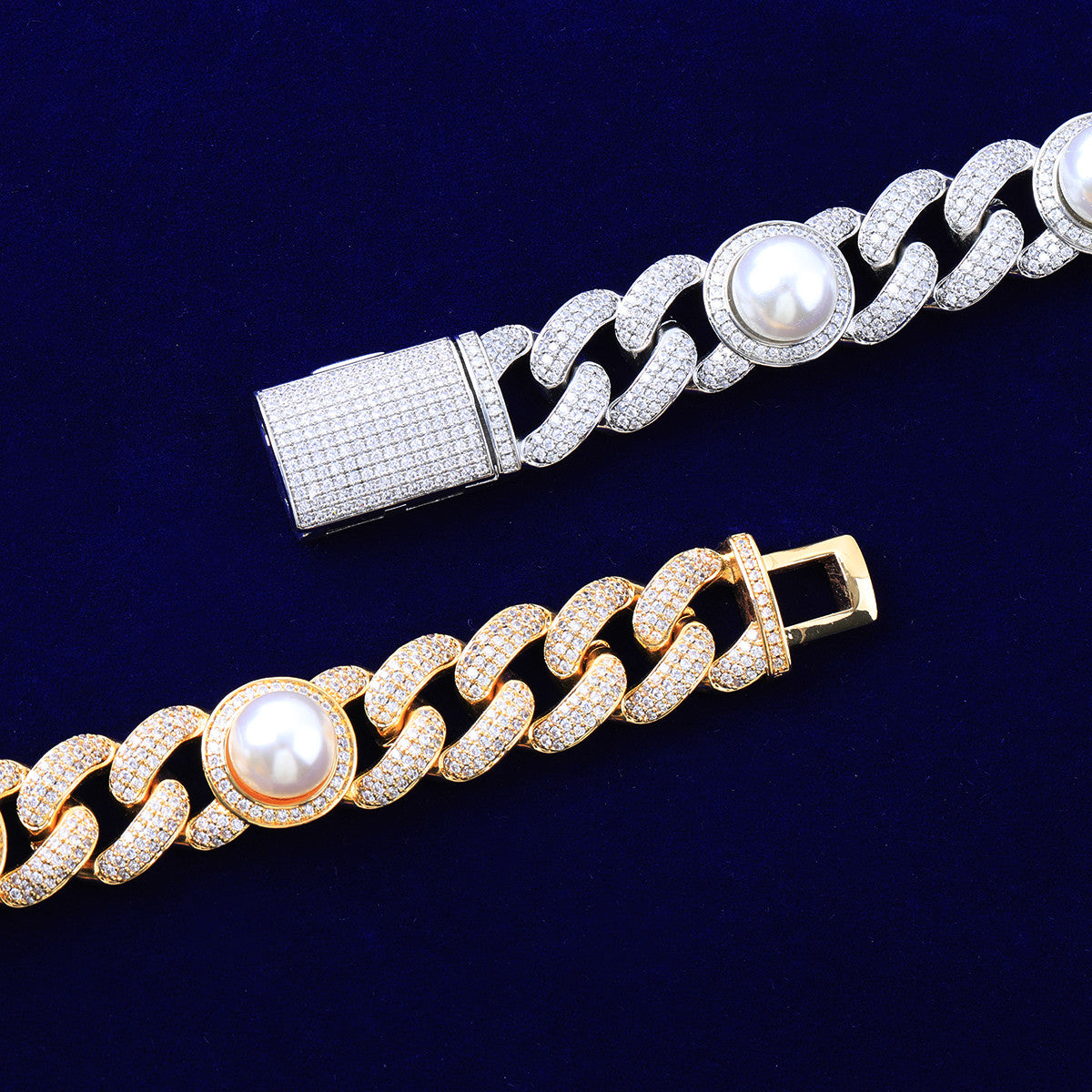The Cuban Pearl | Hip Hop 24k 925 Silver Rose Gold Designer Chain Bracelet