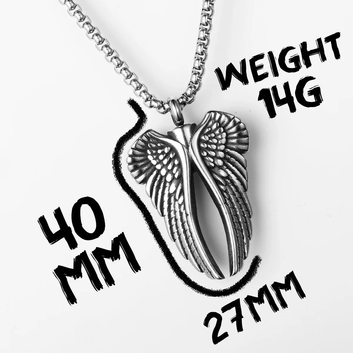 Angel Wings | Solid Stainless Steel Keepsake Style Unique Pendant Necklace