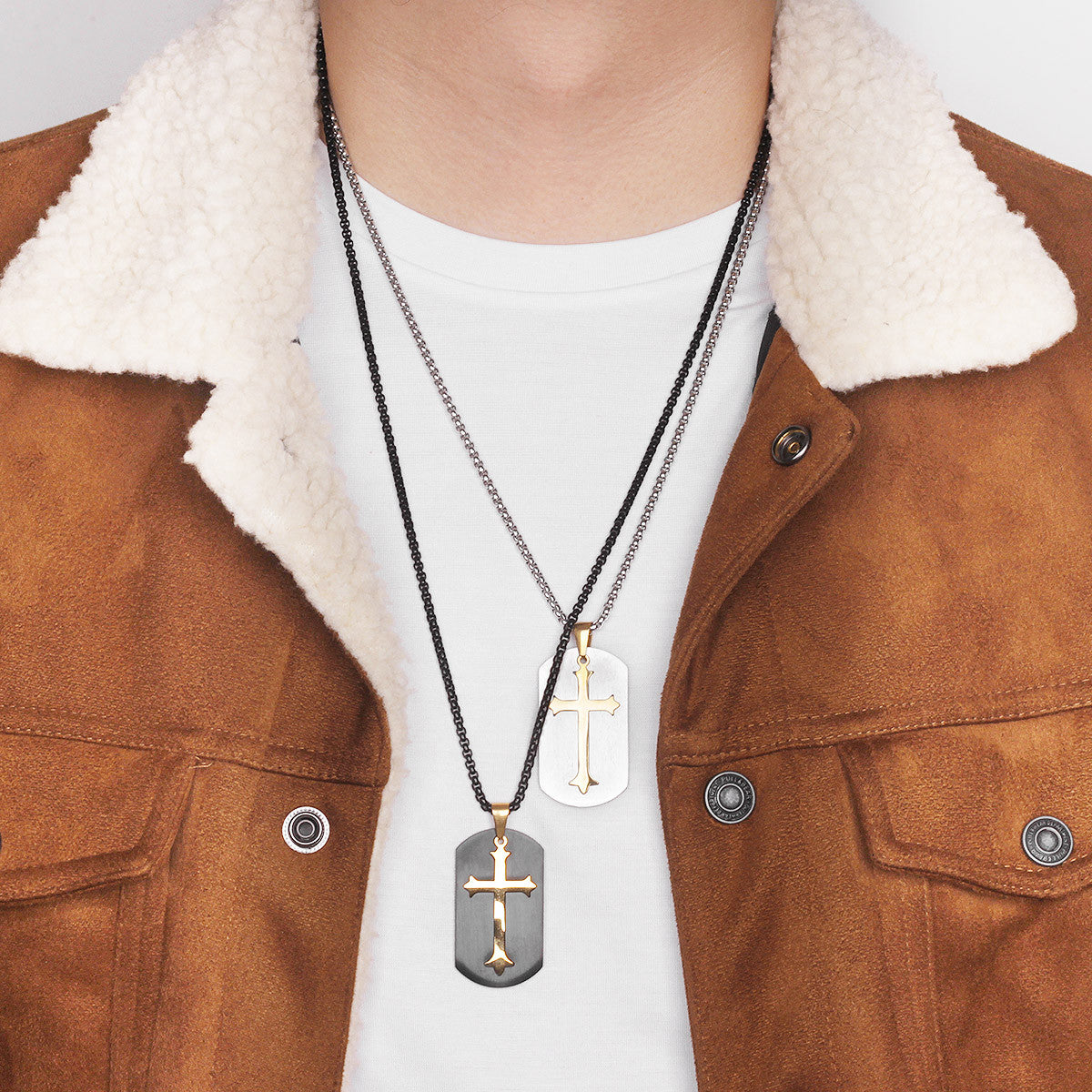 Detachable Cross | 316L Black 14k Gold over Stainless Steel Cross Tag Pendant