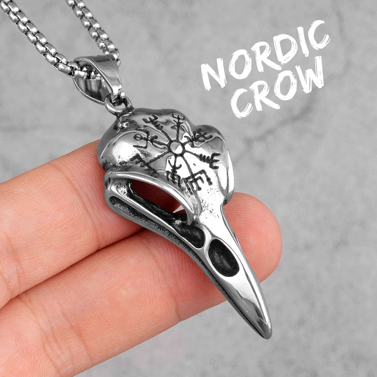 Crow Skull | 316L Stainless Steel Nordic Crow Skull Mysterious Personality Pendant