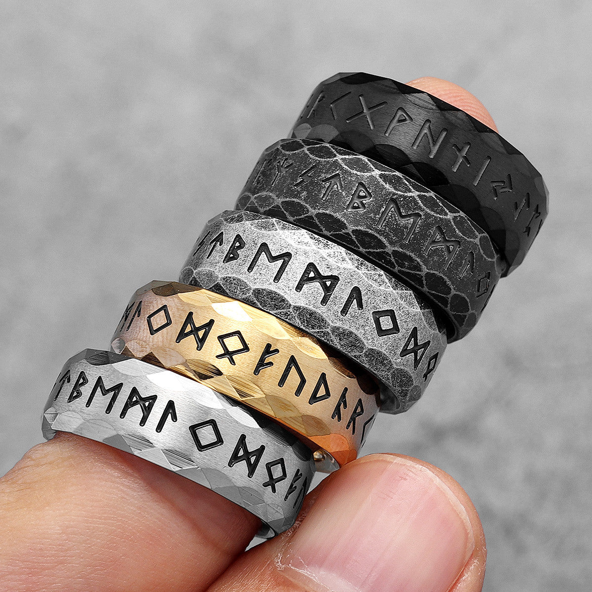 Vintage Nordic Letters | 316L Stainless Steel Vikings Runes Writings Street Style Rings