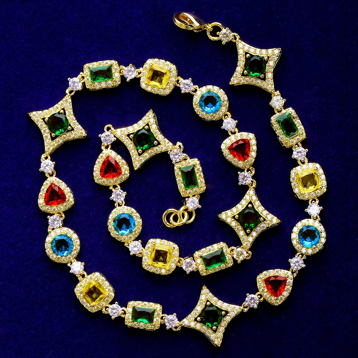 Star Trails | VVS Diamond CZ Colorful Gemstone Hip Hop Chain Necklace