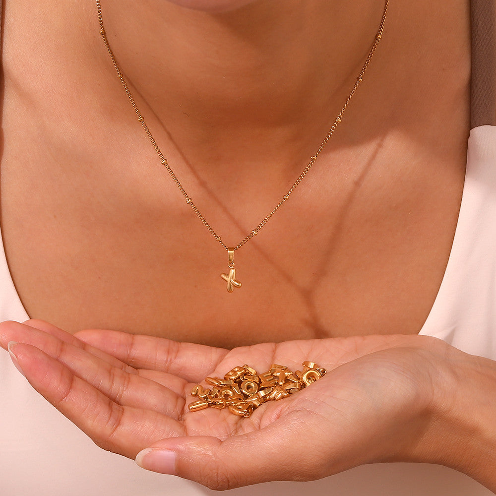 18k Gold No Fade Stainless Steel Mini Bubble 26 Letter Alphabet Pendant Tarnish Free Charms