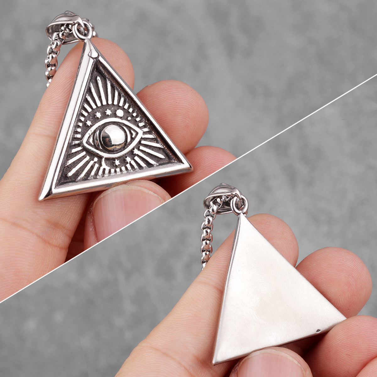 Eye of God | No Fade Solid Stainless Steel Hip Hop All Seeing Eye Triangle Pendant