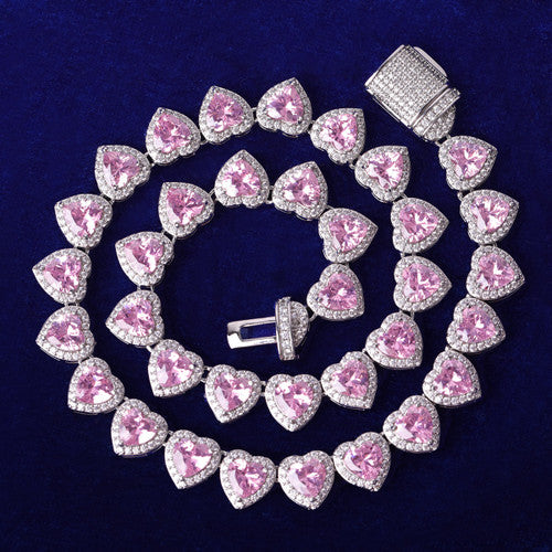 Gold Silver Rose Ladies Glossy Girl Clustered Heart Tennis Choker Chain Necklace