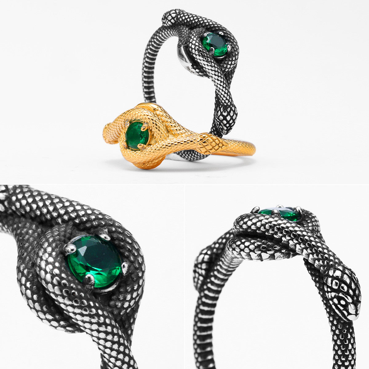 Snake Eye | Gemstone Viper No Fade Stainless Steel Street Wear Rings
