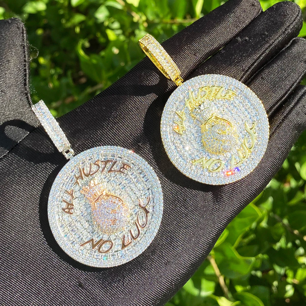 All Hustle No Luck | VVS Diamond CZ Iced Blinged Out Hip Hop Pendant