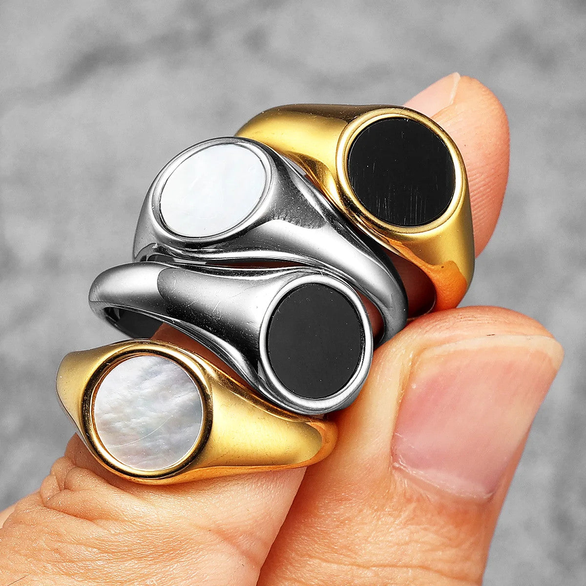 Luxury | 14k Gold Over No Fade Solid Stainless Steel Pearl Gemstone Rings