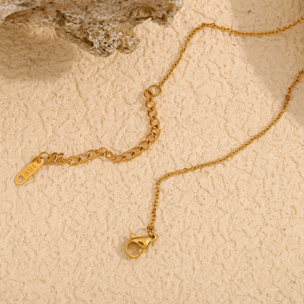 Stainless Steel 18k Gold 3A Zircon Bling Stone Crown Waterproof Pendant Necklace