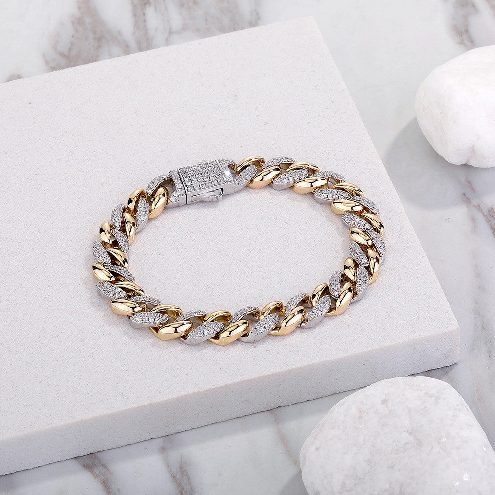 The Intertwined | Mens Gold Silve Miami Cuban Link 14mm Hip Hop Spring Clasp Bracelet